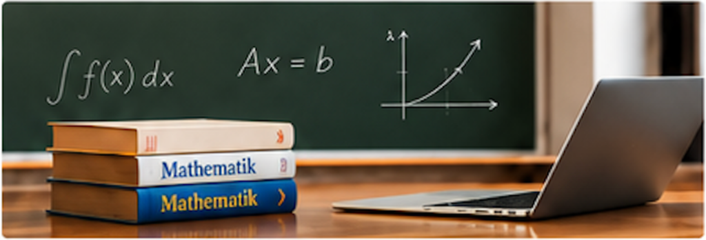 Mathematikunterricht mit Tafel und Fachbüchern